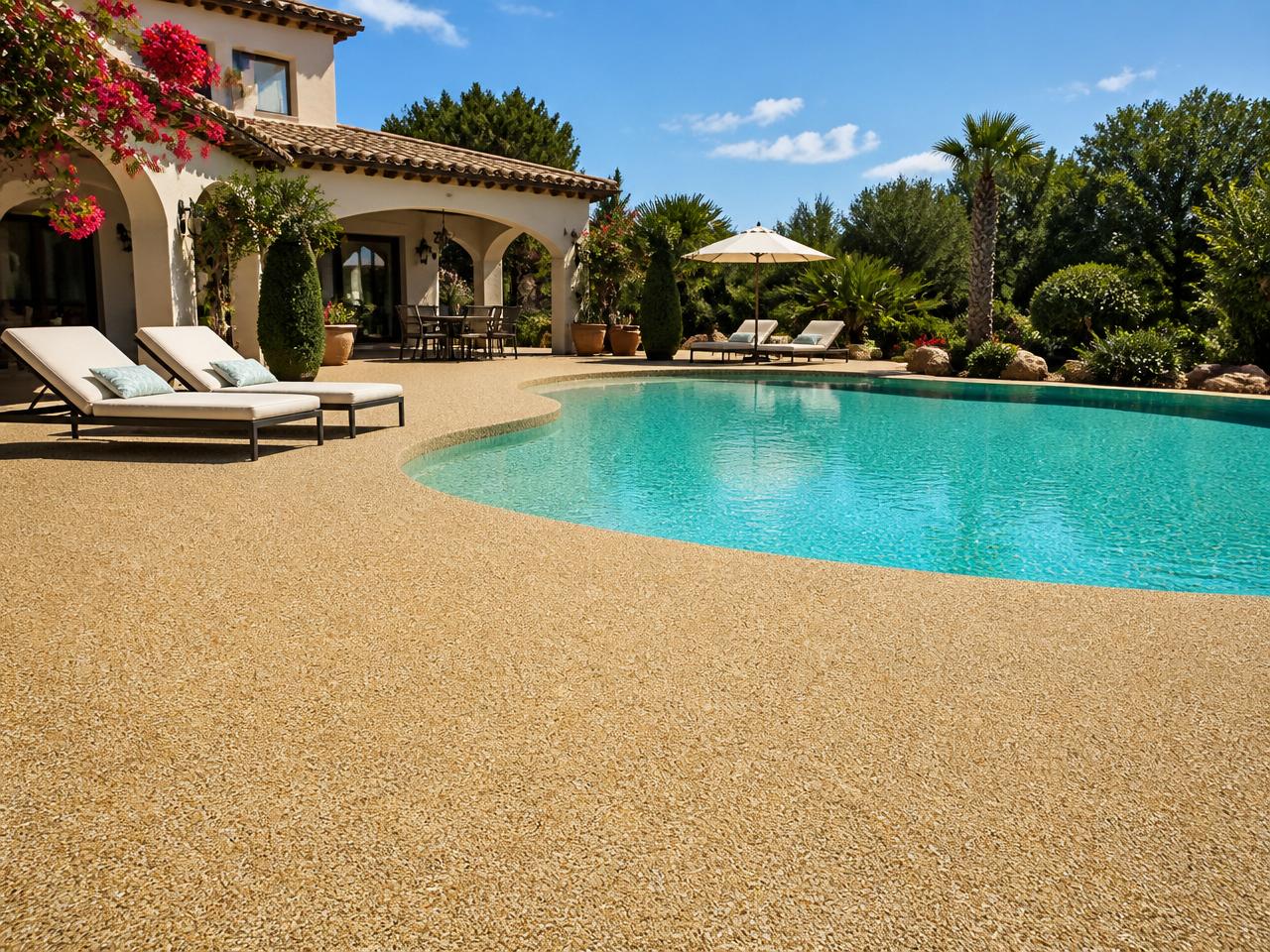 Coronación completa de piscina en villa mediterránea